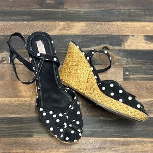 Xhilaration Black and White Polka Dot Wedges
Size 8.5
